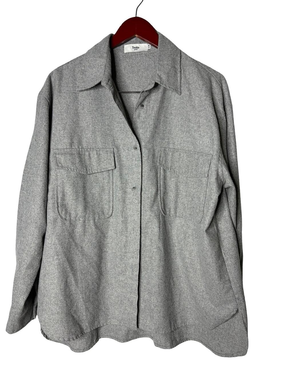 Frankie Shop grey wool blend relaxed boxed fit button down shirt sz S/M